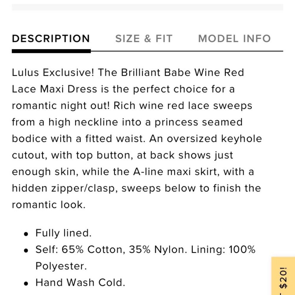 NWT Lulus Brilliant Babe Wine Red Lace Maxi Dress sz S - Picture 11 of 11